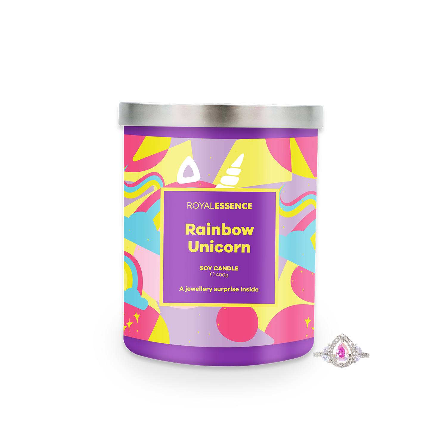 Regenbogen-Einhorn (Kerze)