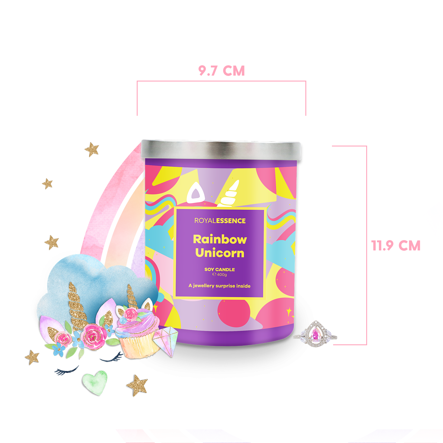 Regenbogen-Einhorn (Kerze)