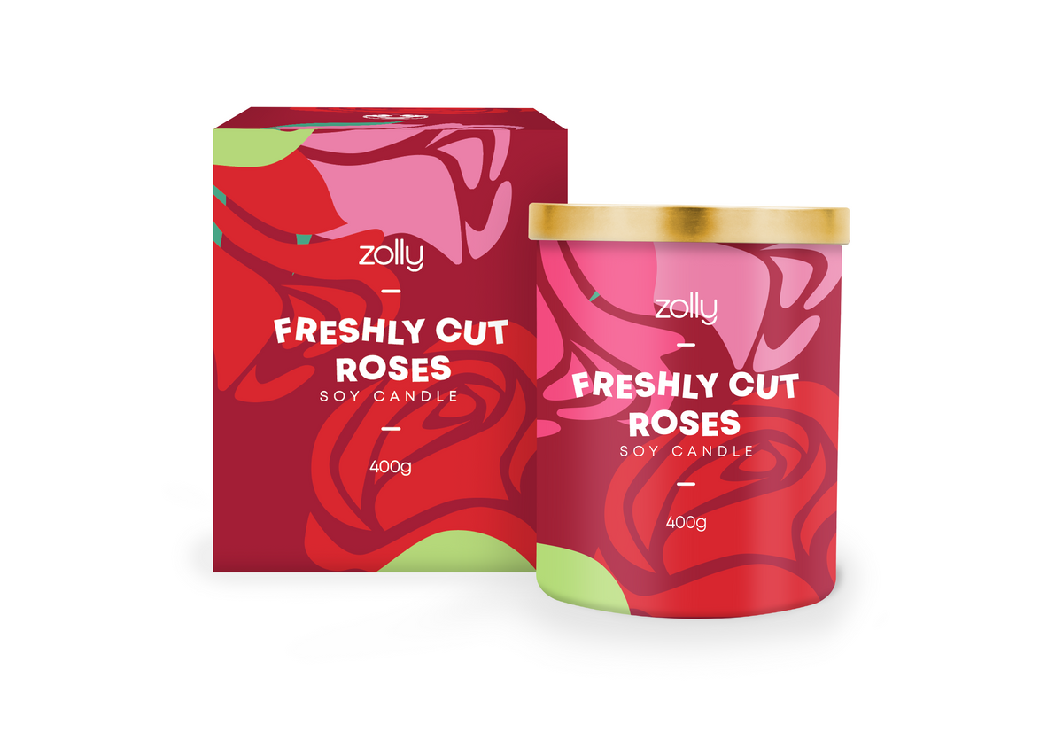 Frisch geschnittene Rosenkerze 400g