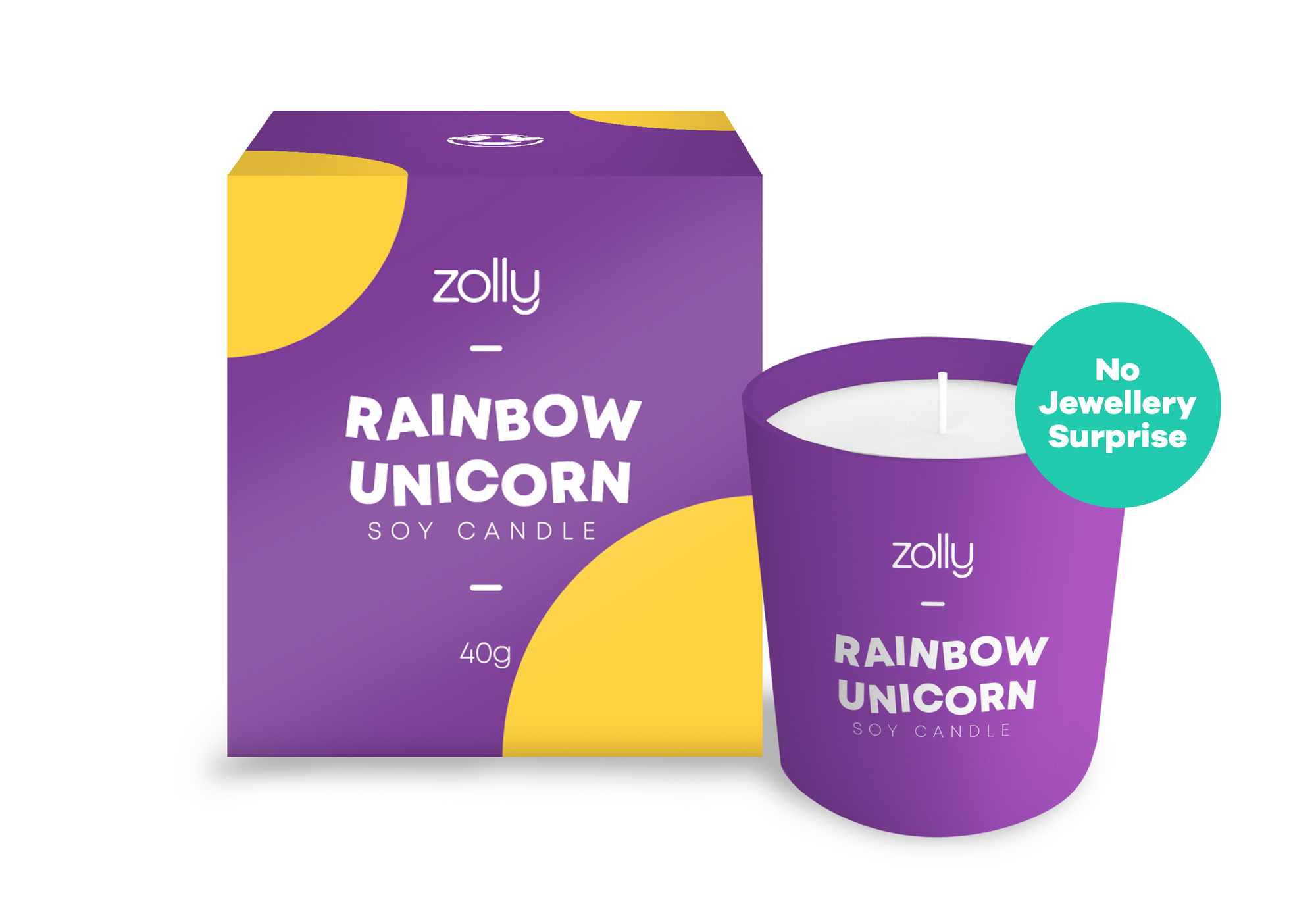 Mini-Kerze Regenbogen-Einhorn 40g