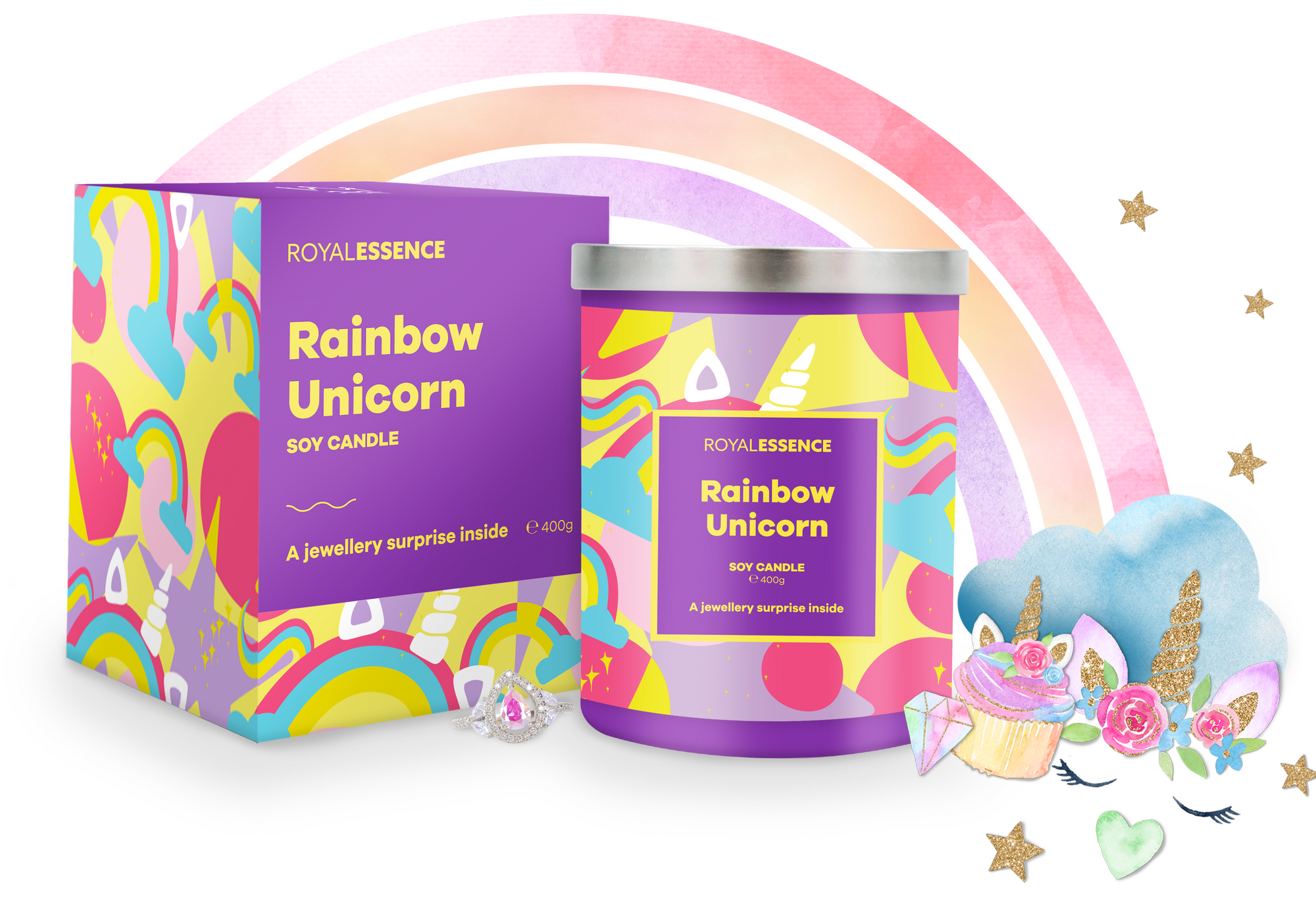 Regenbogen-Einhorn (Kerze)