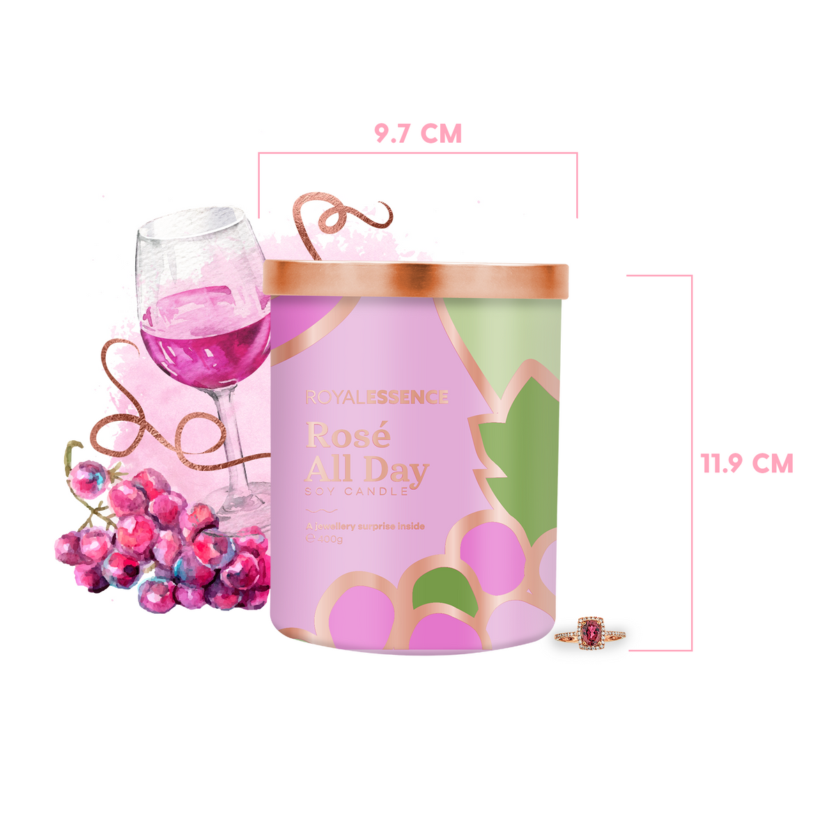 Rose den ganzen Tag (Kerze)