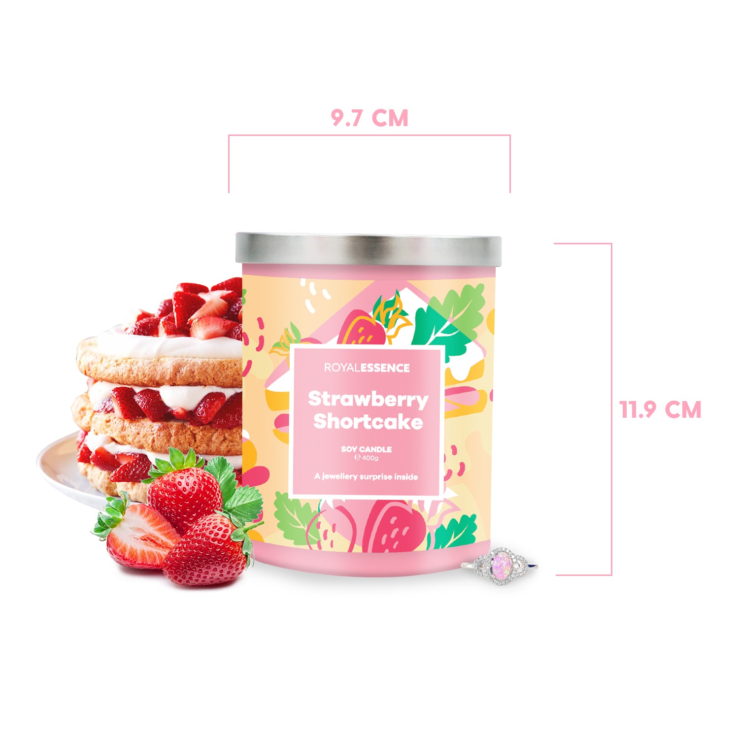 Erdbeer-Shortcake (Kerze)