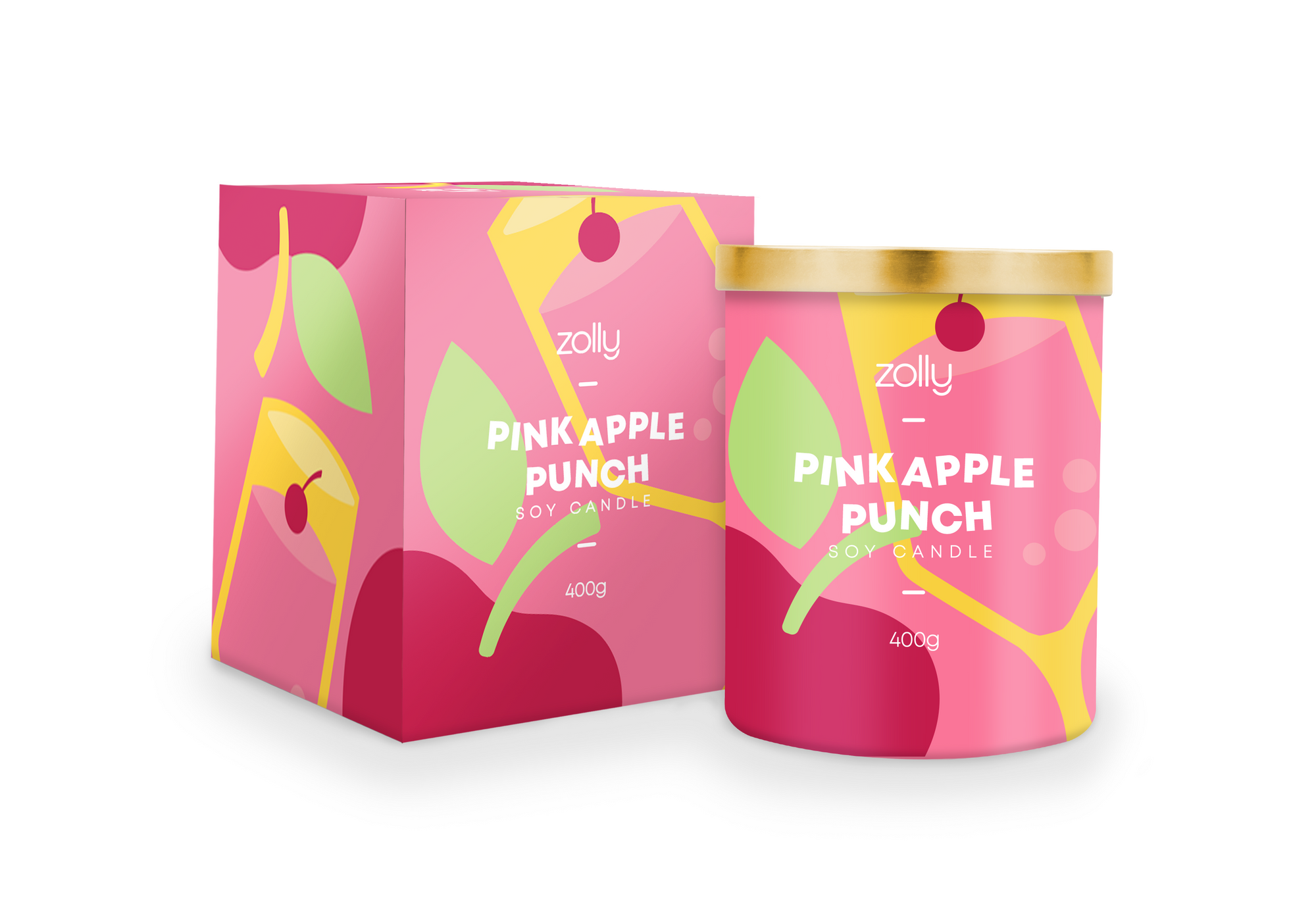Pinker Apfel Punschkerze 400g