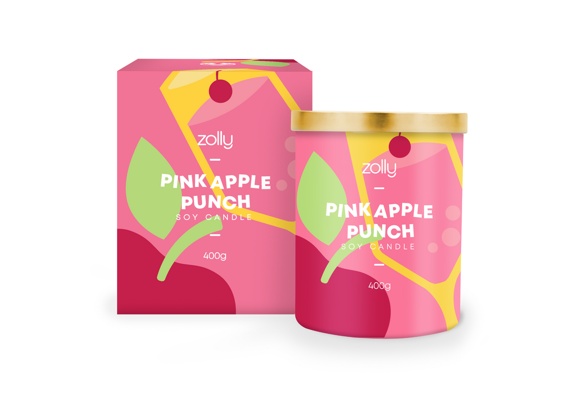 Pinker Apfel Punschkerze 400g