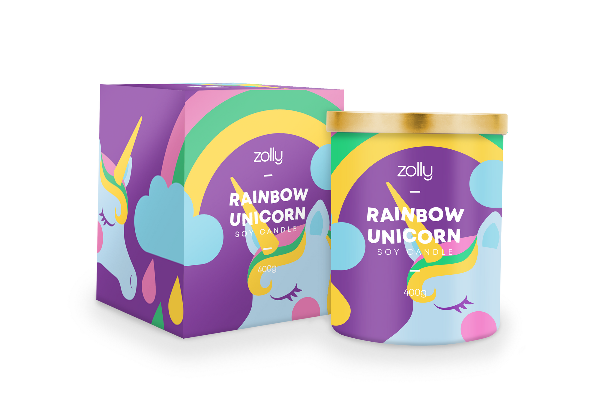 Rainbow Unicorn Candle 400g