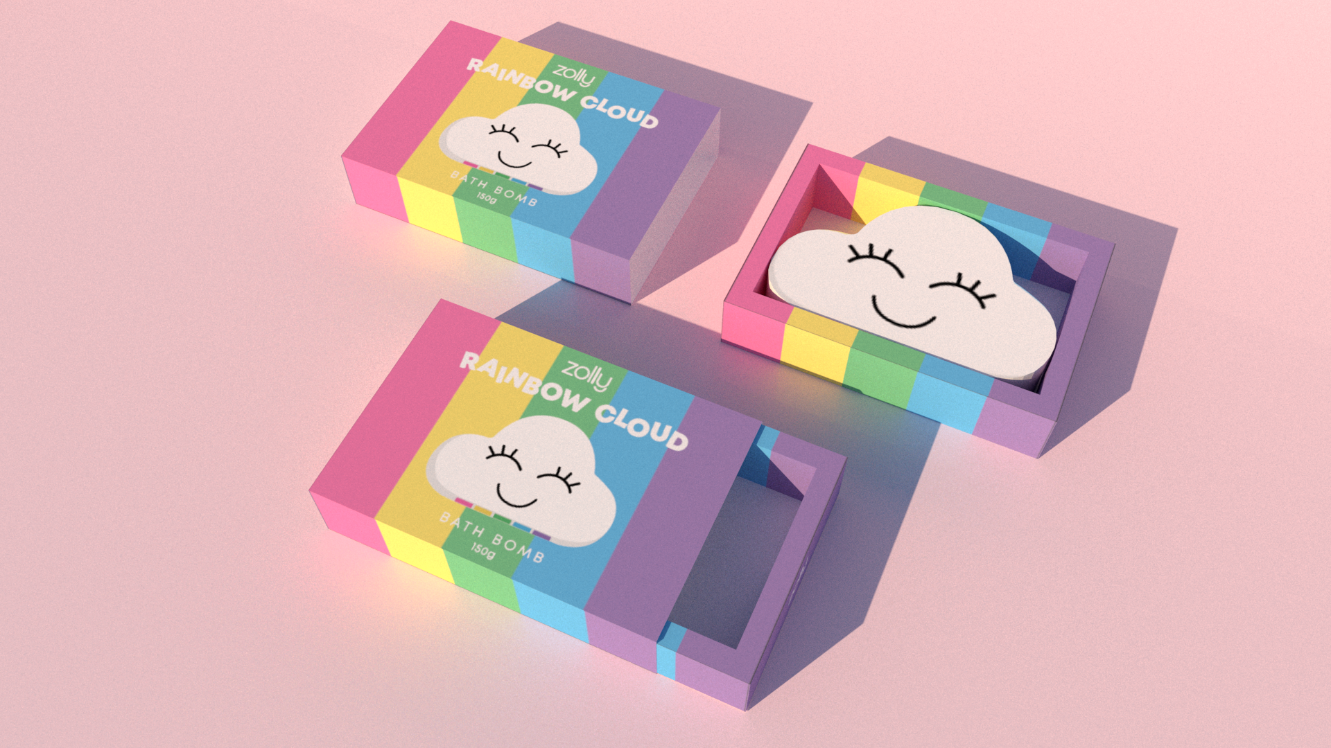 Regenbogenwolken-Badebombe - 150 g