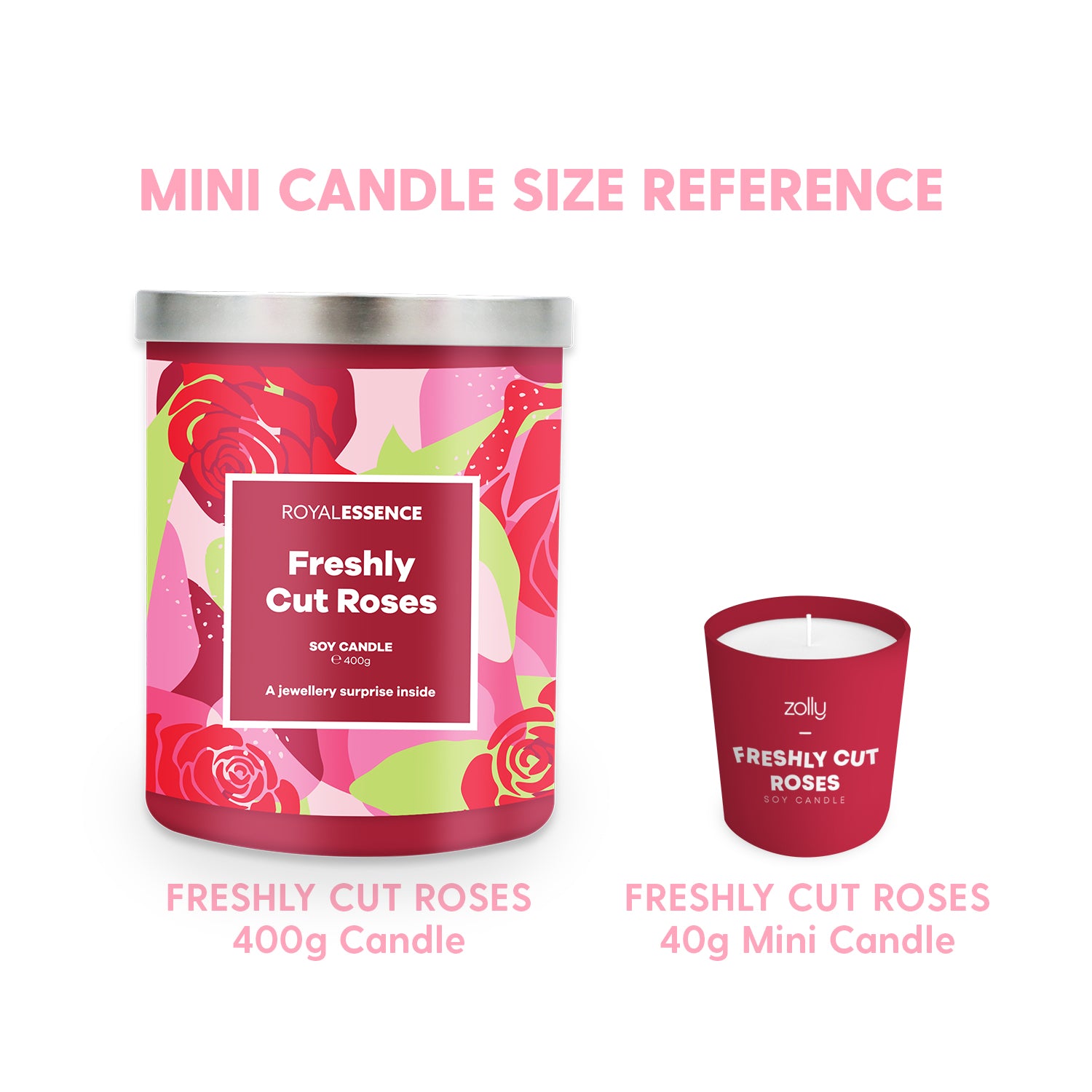 Frisch geschnittene Rosen Minikerze 40g
