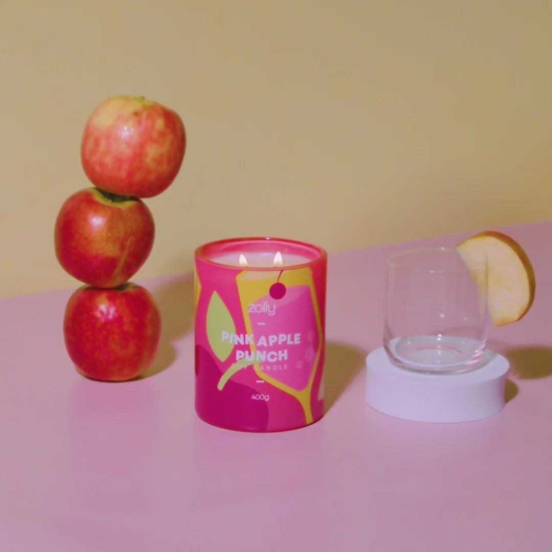 Pinker Apfel Punschkerze 400g