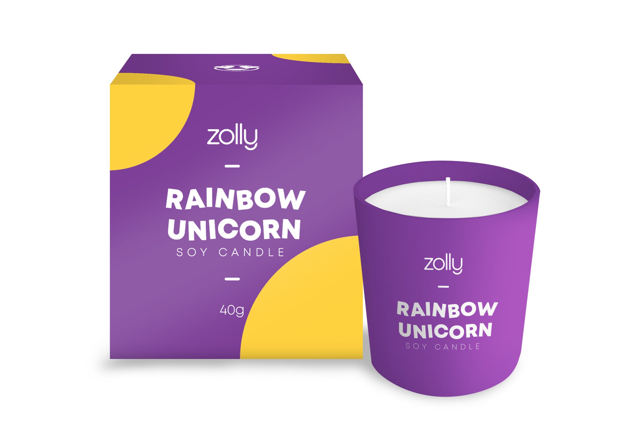 Mini-Kerze Regenbogen-Einhorn 40g